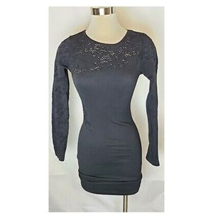 Black bcbg generation bodycon long sleeve dress
